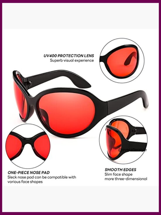 Oversized Oval Wrap Around Sunglasses with UV400 Protection main image 2